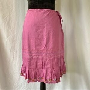 Sigrid Olsen Purple Cotton Beaded Straight Wrap Skirt